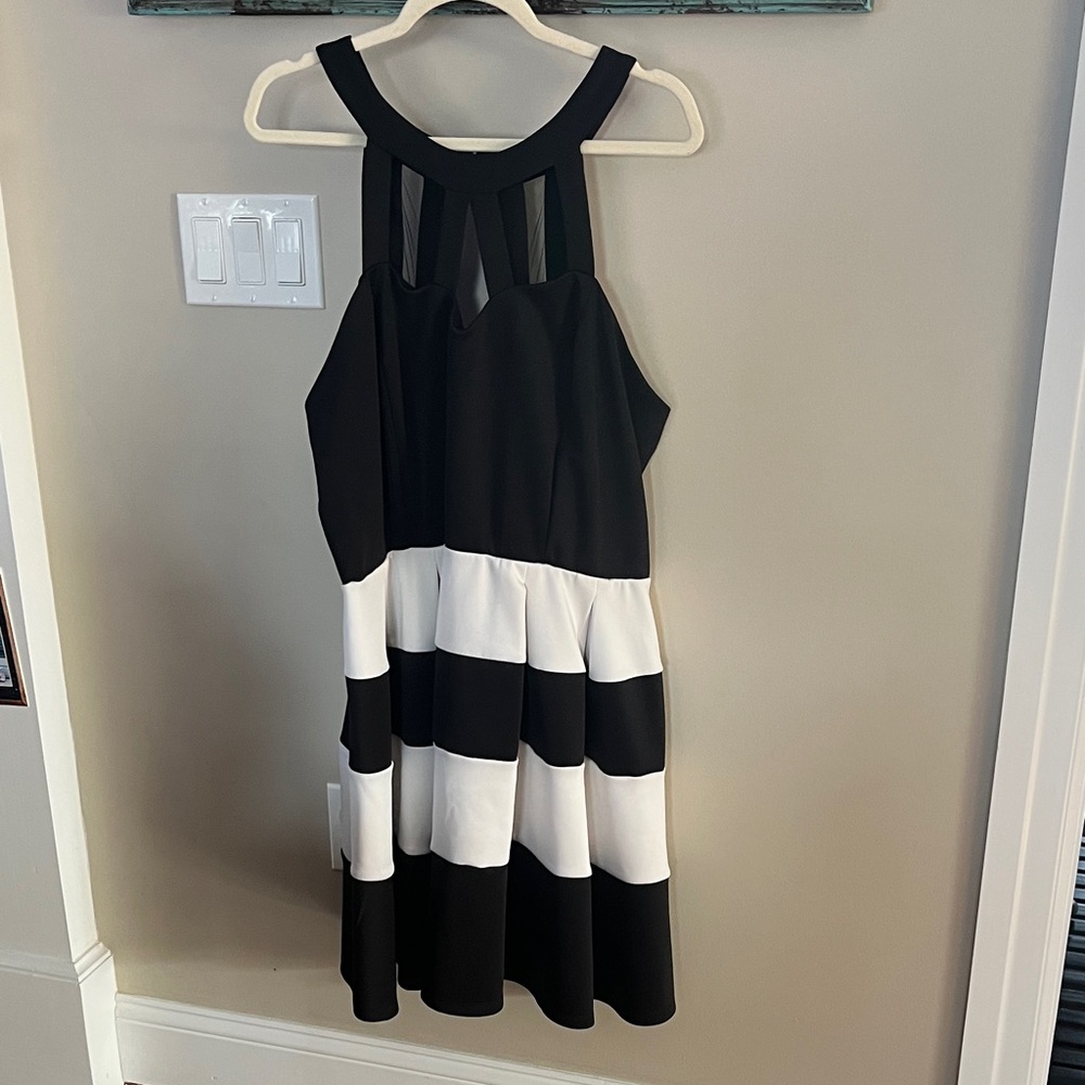 Crystal Doll Nursing Zip Black and White Striped Dress